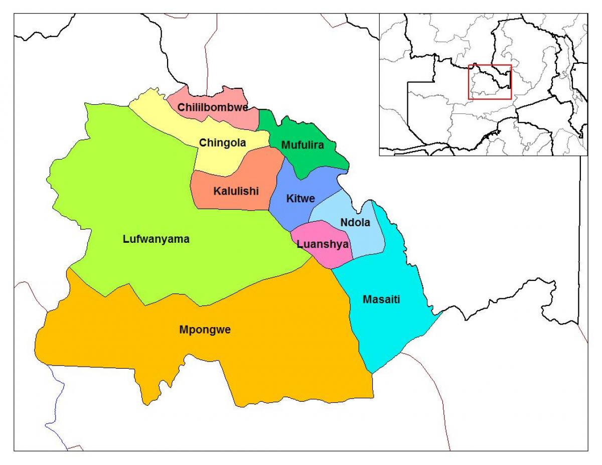 mappa di provincia di copperbelt Zambia