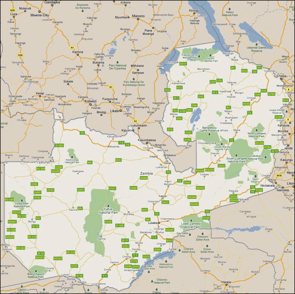 Mappa di mappa Zambia