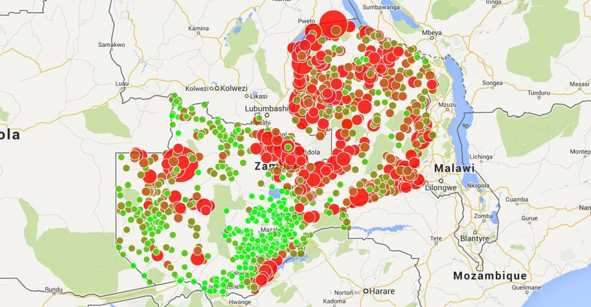 Mappa di Zambia malaria