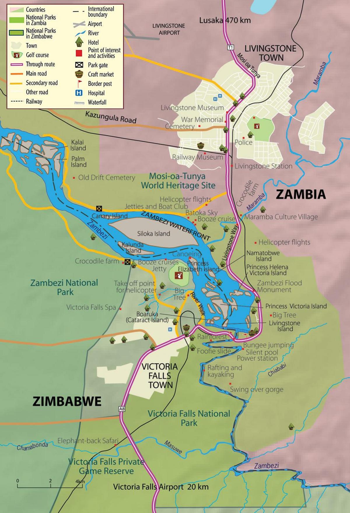 mappa di livingstone città in Zambia