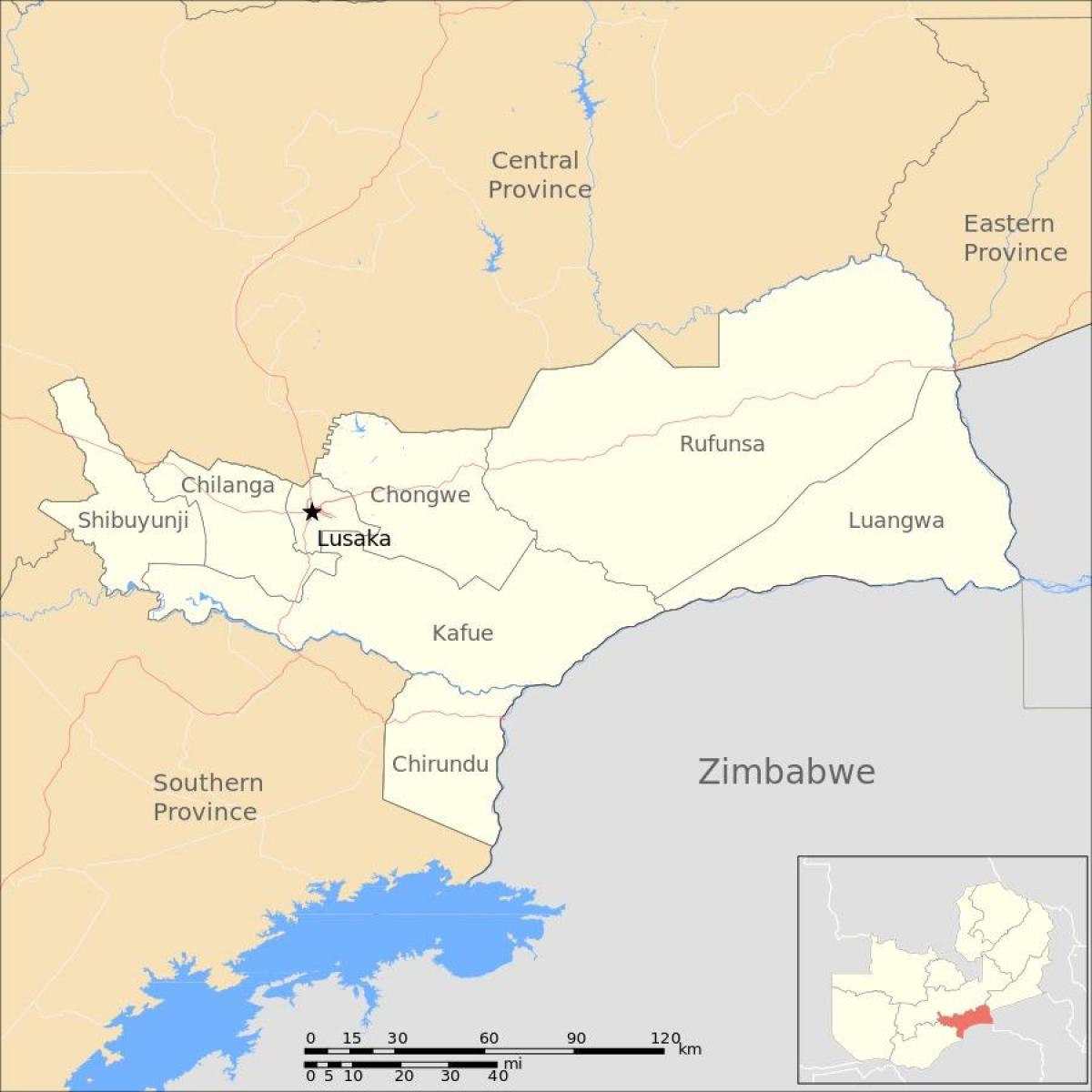 Mappa di lusaka, Zambia