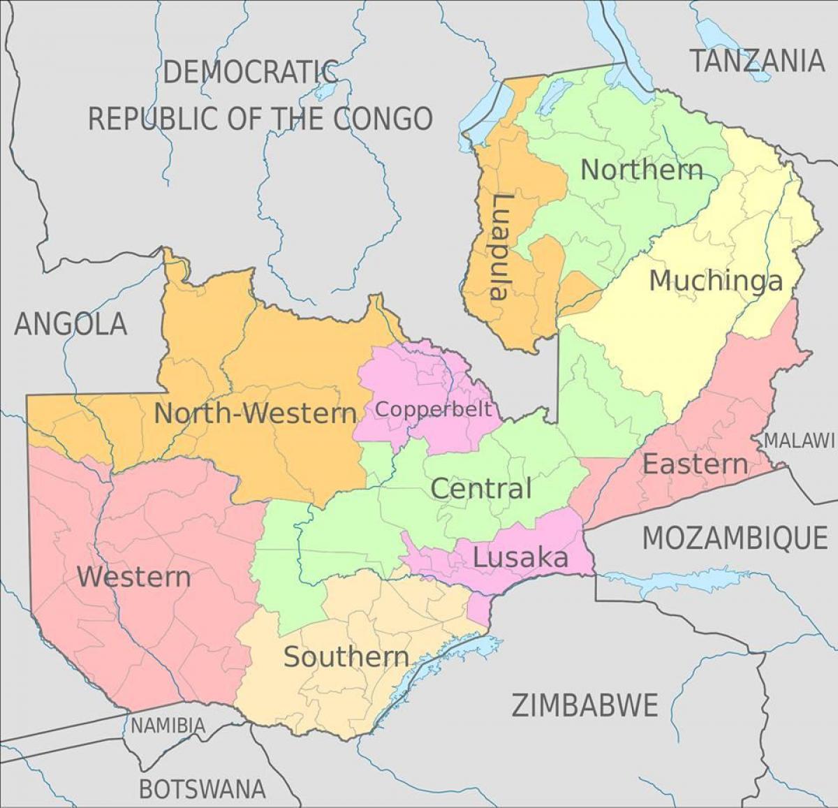 Kwacha mappa con le province