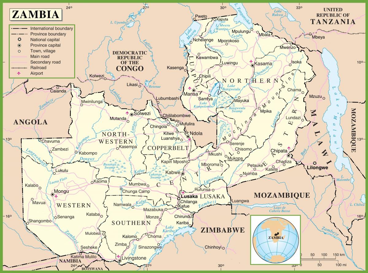 la mappa dello Zambia